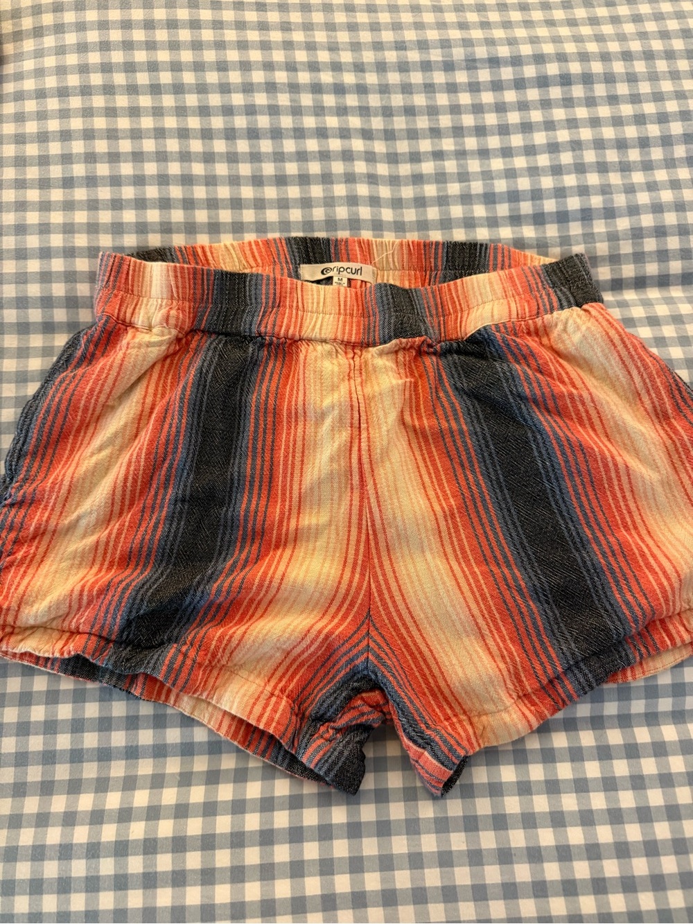 Rip Curl Orange, Navy & Cream Striped Athletic Shorts